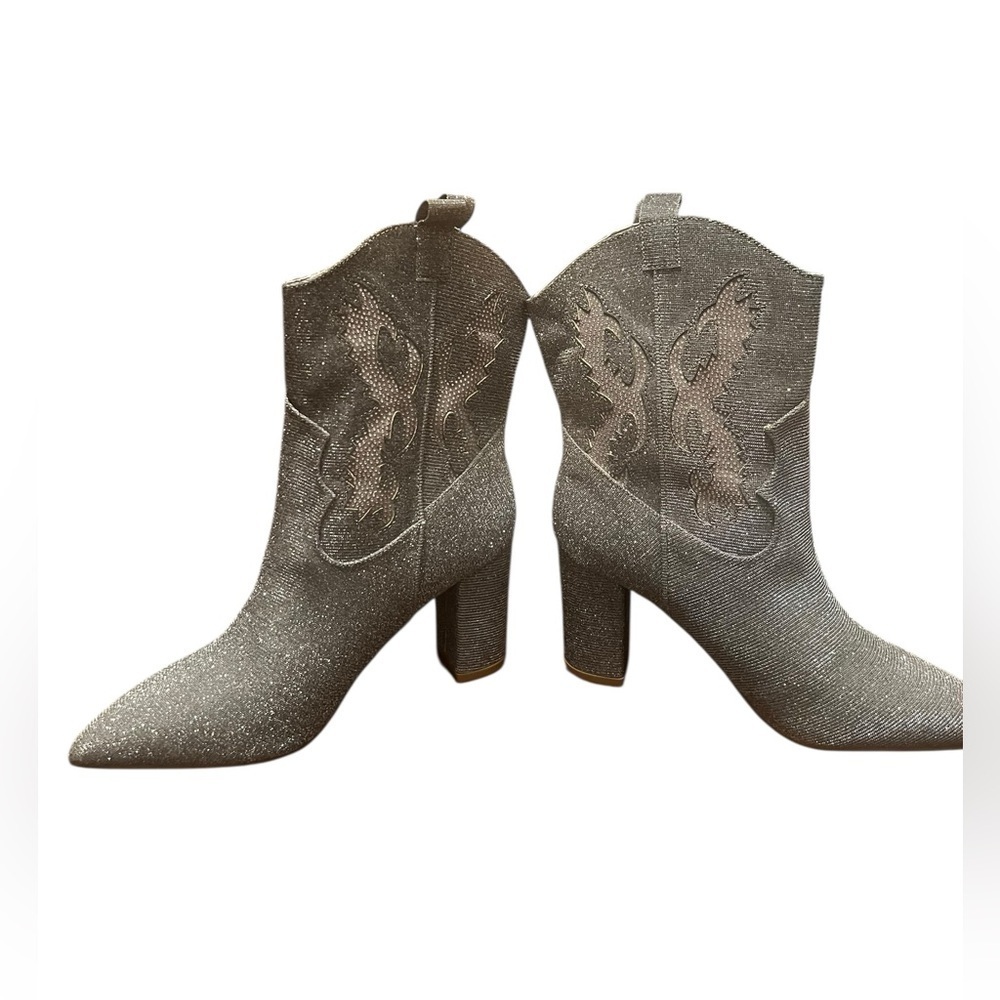 MIA Silver Rhinestone Sparkle Western Cowboy Boots Women’s 9 - Picture 4 of 11